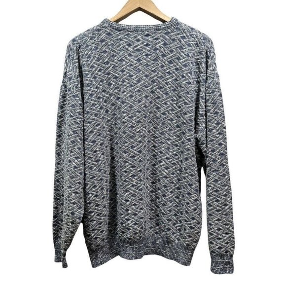VTG SHENANDOAH Mens XXL Blue Gray Lattice Knit Cotton Blend Crew Neck Sweater US - Picture 2 of 12
